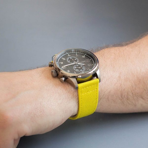 Yellow Cordura® Leather Watch Bands - Image 2
