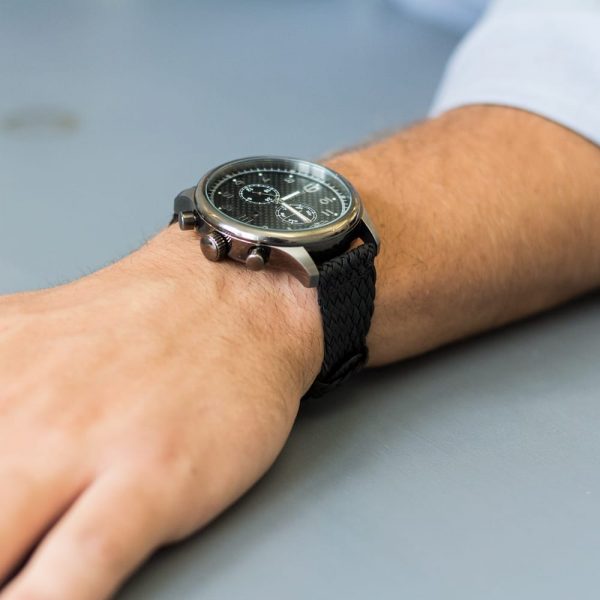 Black 2-Piece Double Perlon Watch Bands