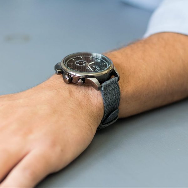 Dark Grey 2-Piece Double Perlon Watch Bands - Image 2