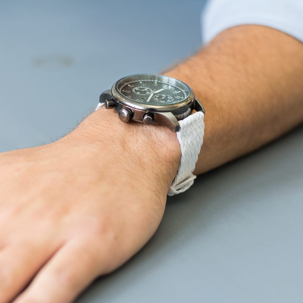 White 2-Piece Double Perlon Watch Bands - Image 2