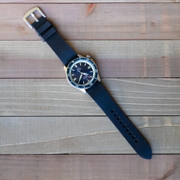 Black FKM Smooth Diver Rubber Watch Bands - Image 2