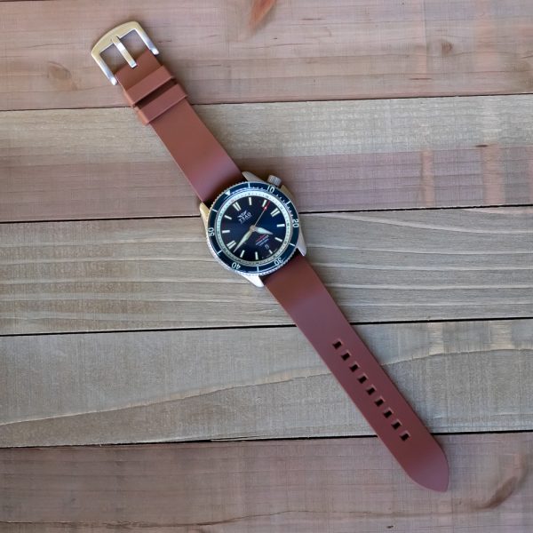 Brown FKM Smooth Diver Rubber Watch Bands - Image 2