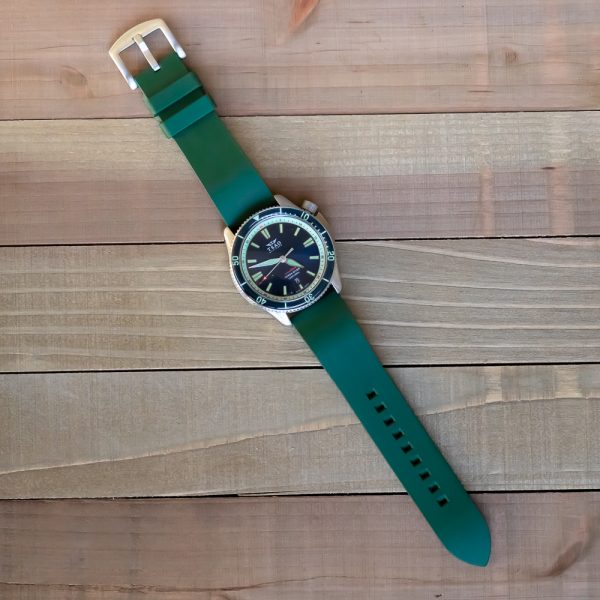 Green FKM Smooth Diver Rubber Watch Bands - Image 2