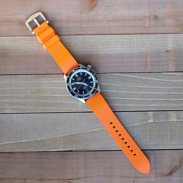 Orange FKM Smooth Diver Rubber Watch Bands - Image 2