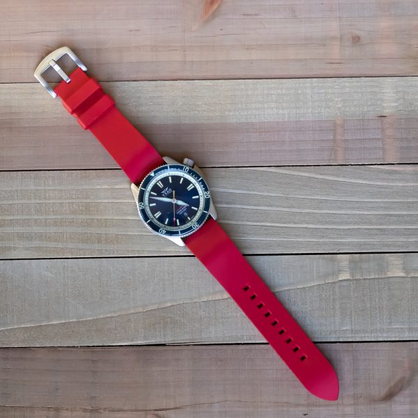 Red FKM Smooth Diver Rubber Watch Bands - Image 2