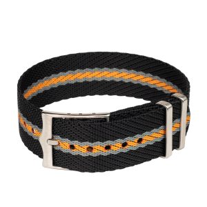 Black/Grey/Orange Watch Strap