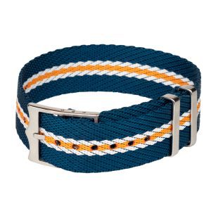 Cyan/White/Orange Single Pass Ballistic adjustable Watch Strap