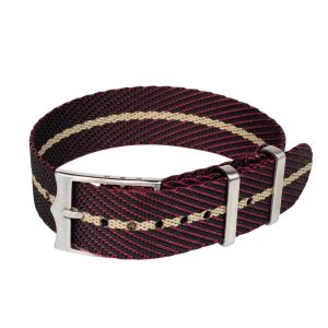 Maroon & Beige Single Pass Ballistic adjustable Watch Strap