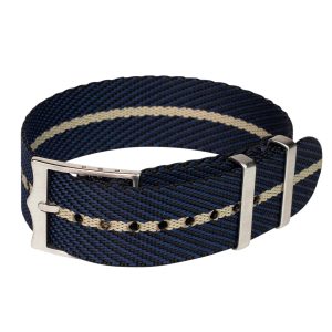 Navy & Beige Single Pass Ballistic adjustable Watch Strap