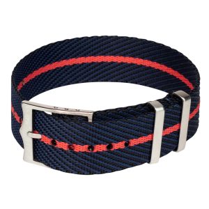 Navy/Black/Red Single Pass Ballistic adjustable Watch Strap