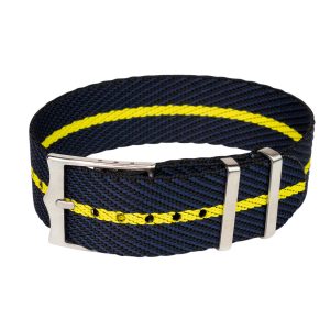Navy & Yellow Single Pass Ballistic adjustable Watch Strap