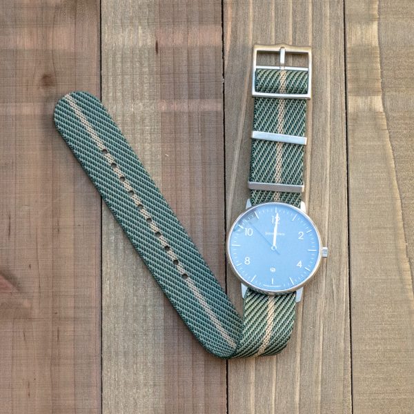 Green & Beige Single Pass Ballistic adjustable Watch Strap - Image 2