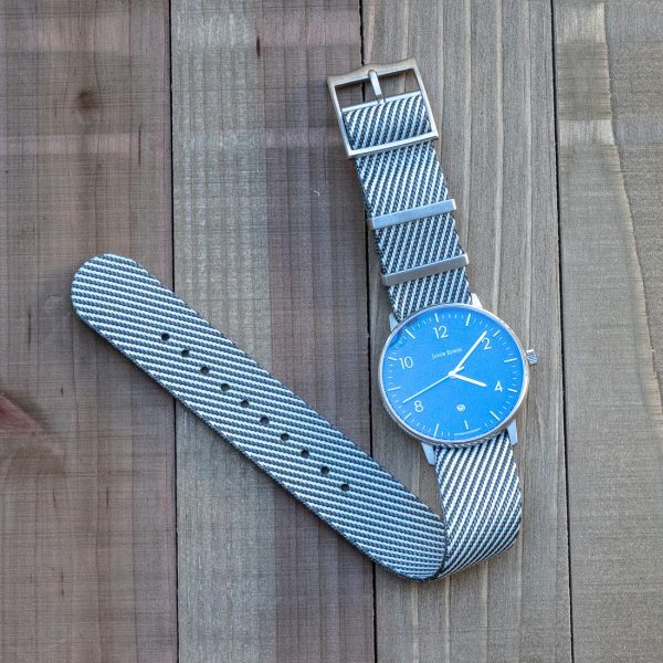 Grey & White Single Pass Ballistic adjustable Watch Strap - Image 2
