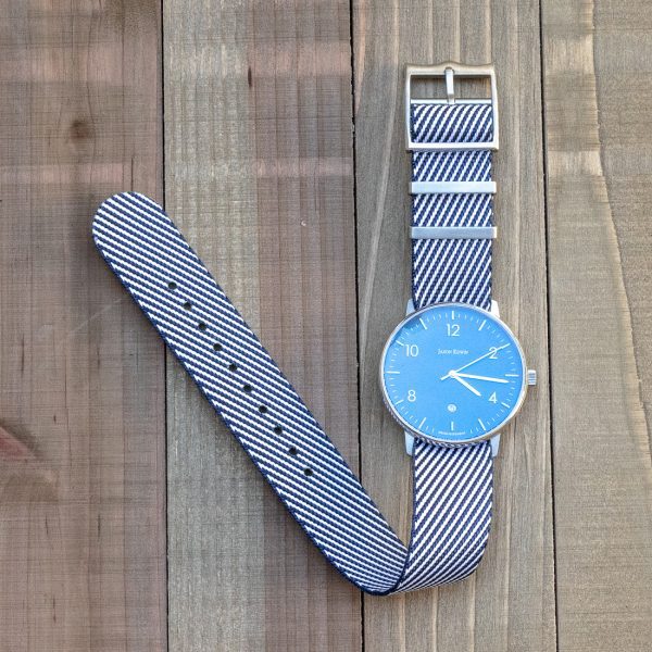 Blue & White Single Pass Ballistic adjustable Watch Strap - Image 2
