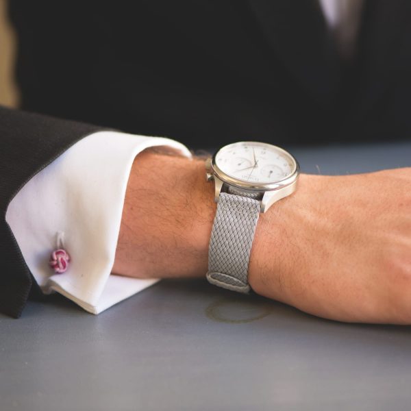 Light Grey 2-Piece Perlon Watch Bands - Image 2
