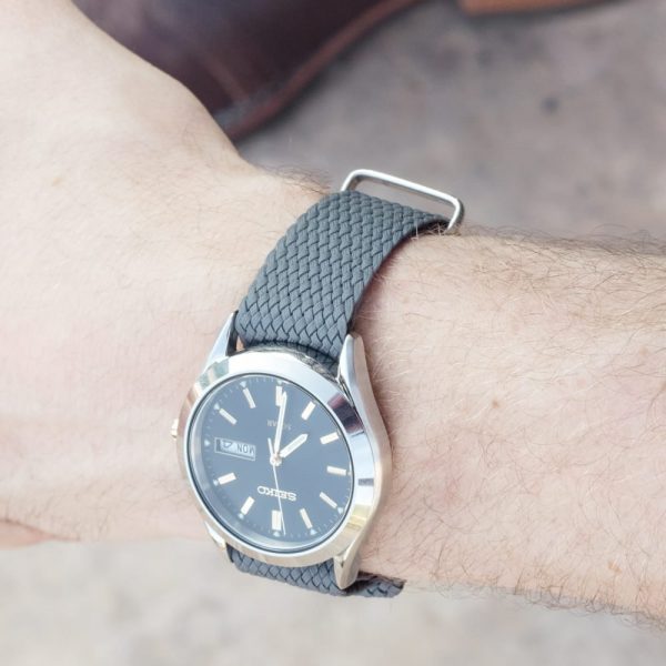 Dark Grey Perlon Ballistic Watch Strap - Image 2
