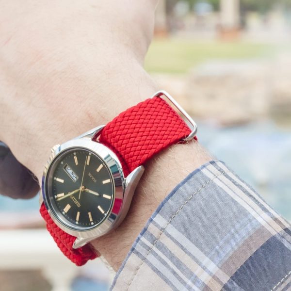 Red Perlon Ballistic Watch Strap - Image 2