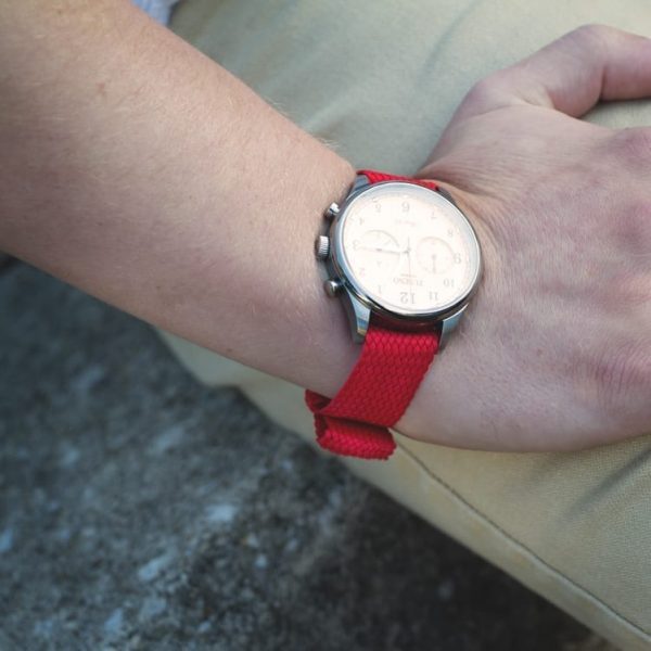 Red Perlon Watch Strap - Image 2