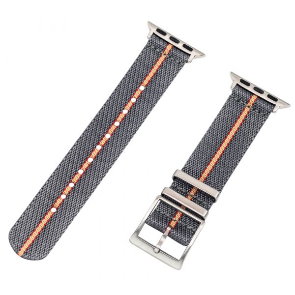 Grey/Red/Khaki 2 Piece Slanted Ballistic Watch Bands for Apple Watch®