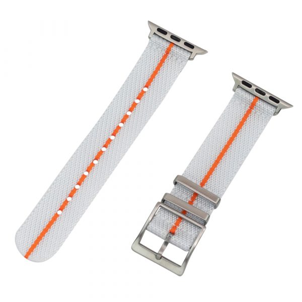 White & Orange 2 Piece Slanted Ballistic Watch Bands for Apple Watch®