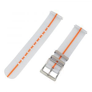 White & Orange 2 Piece Slanted Ballistic Watch Bands