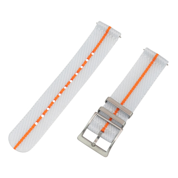 White & Orange 2 Piece Slanted Ballistic Watch Bands