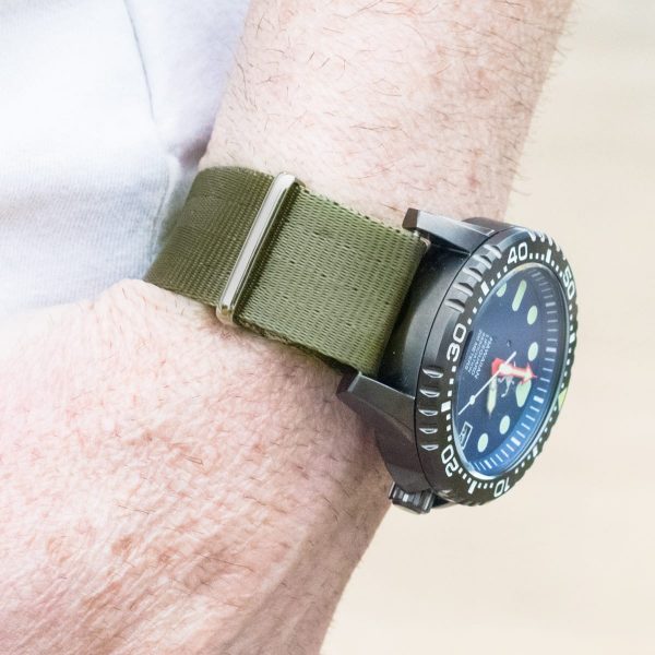 Army Green Seat Belt Ballistic Watch Strap - Image 2