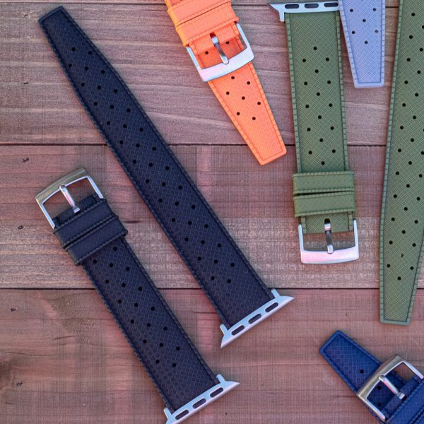 Black Tropical Rubber Watch Bands for Apple Watch<sup>®</sup> - Image 2