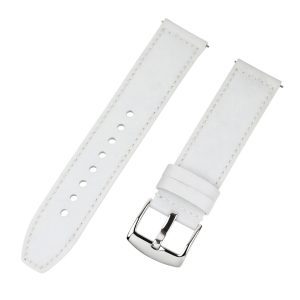 white sailcloth watch band with stainless steel buckle