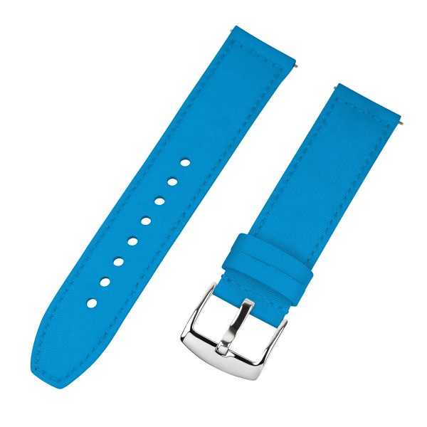 light blue sailcloth watch band with stainless steel buckle