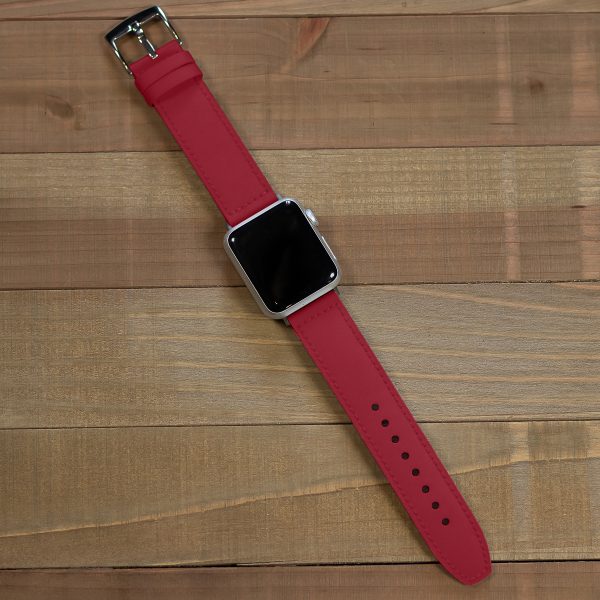 Red Sailcloth Watch Band for Apple Watch on watch